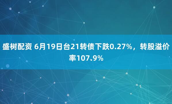盛树配资 6月19日台21转债下跌0.27%，转股溢价率107.9%